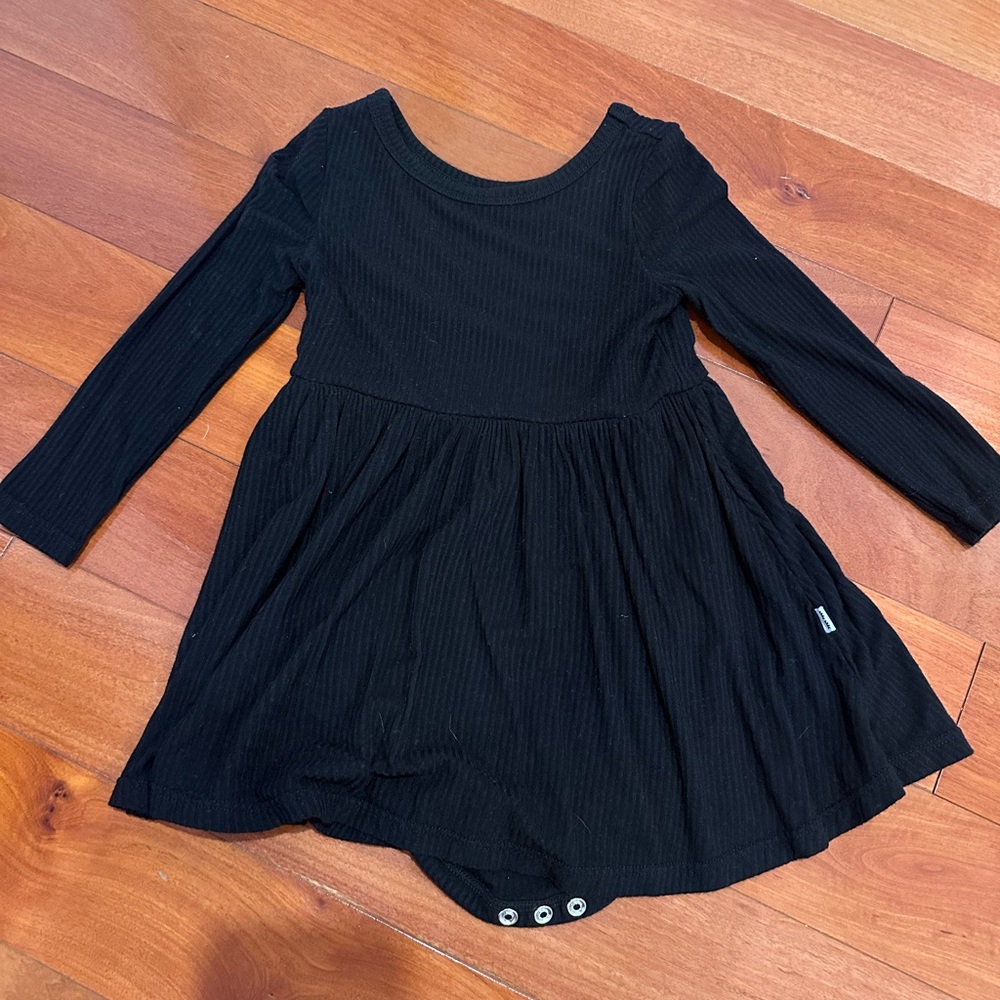 Little sleepies ribbed black long sleeve twirl dress 12-18 months